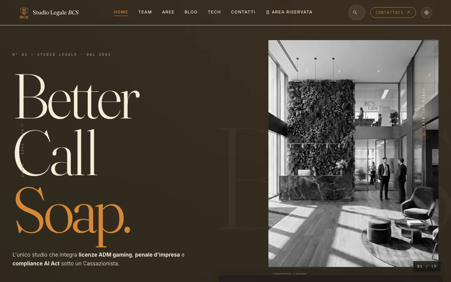 Homepage del sito professionale Studio Legale BCS